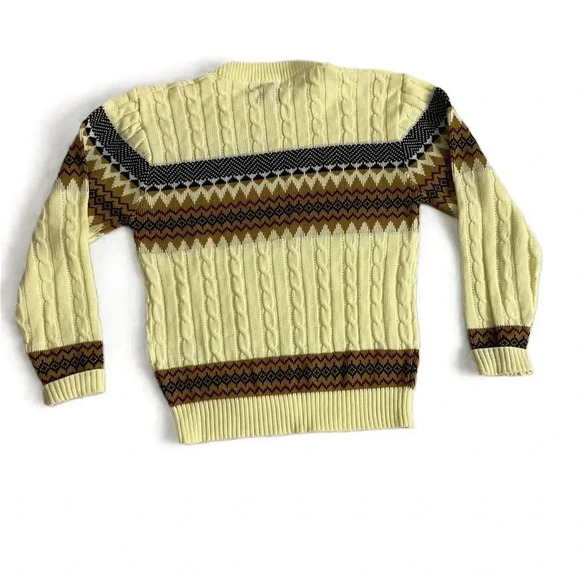 Vintage JCPenney Cream Cable Knit Crewneck Sweater Medium Pullover Patterned - Picture 3 of 5
